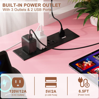 L-Shaped Computer Desk with Monitor and Hutch, Gaming Desk with Charging Station
