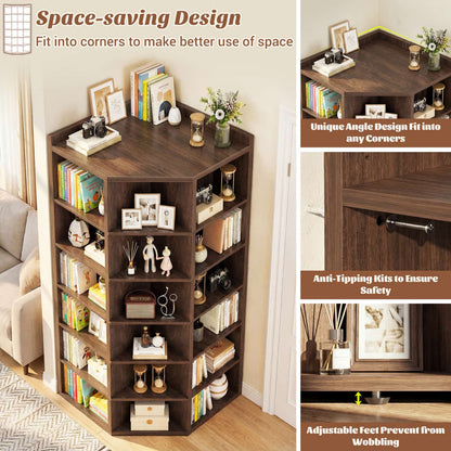 6-tier Modern Bookshelf, Storage Bookcase