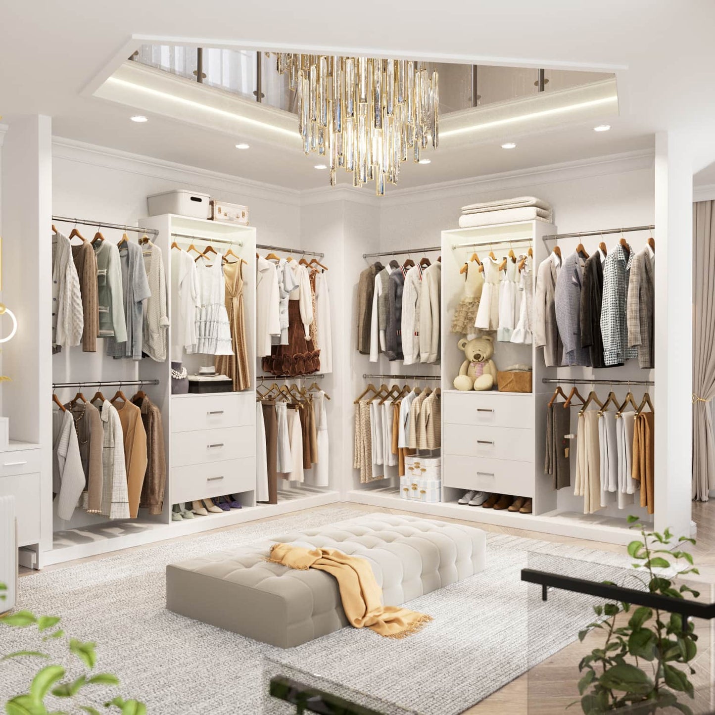 Closet System with 4 Hanging Rods