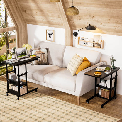 Height Adjustable C Table with USB Port and Wheels