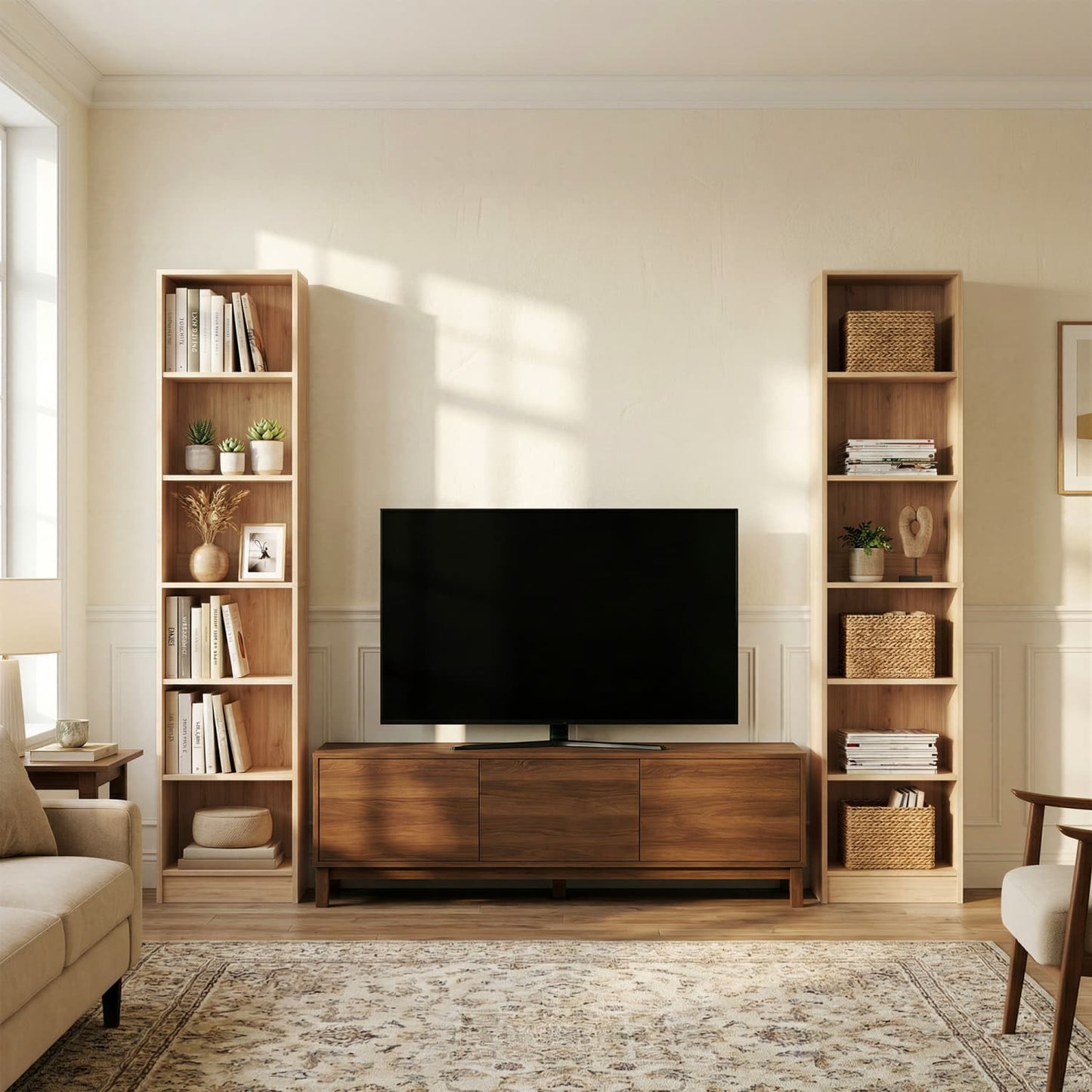 Besiost Bookcase with 2 Adjustable Shelves