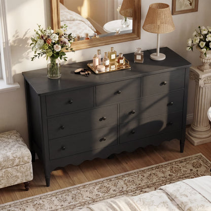 47" Closet Storage Cabinet with 7 Drawers, Wooden Dresser with Support Leg