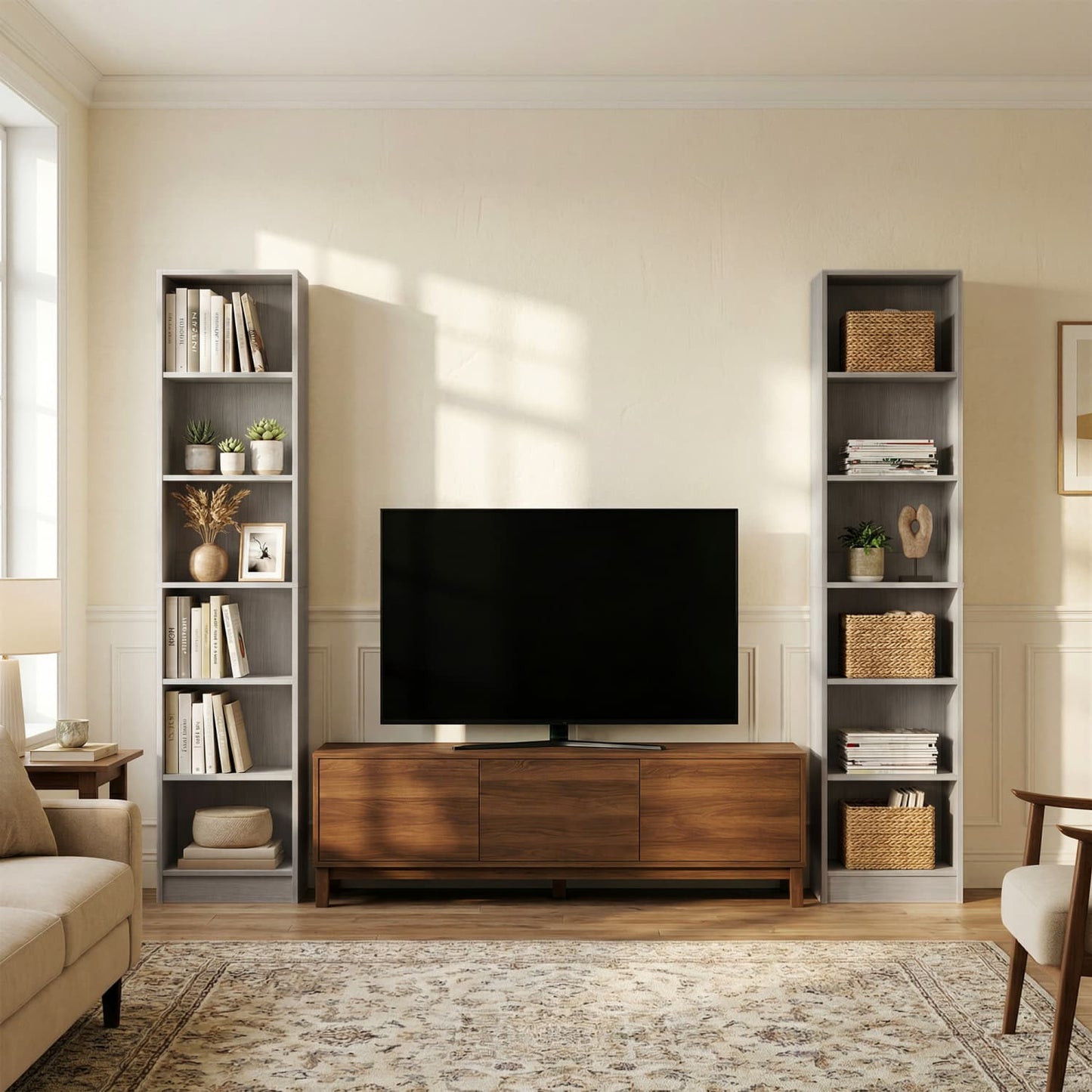 Besiost Bookcase with 2 Adjustable Shelves