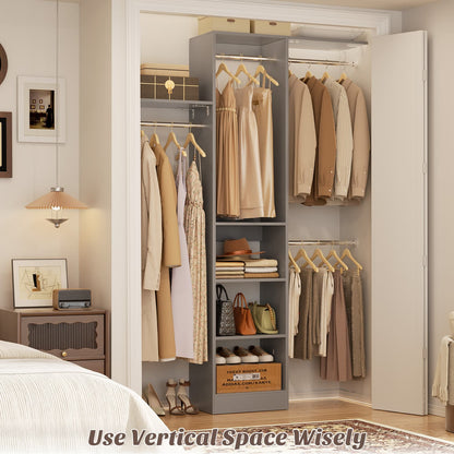 47'' W Closet System with Hanging Rods and Shelves, Closet Organizer for Bedroom
