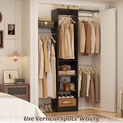 47'' W Closet System with Hanging Rods and Shelves, Closet Organizer for Bedroom