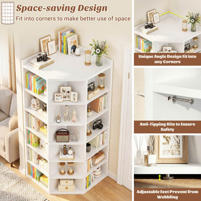 6-tier Modern Bookshelf, Storage Bookcase