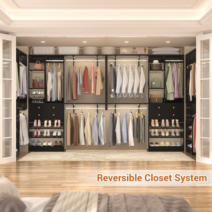 Closet System with Wooden Drawers and Two Hanging Rods