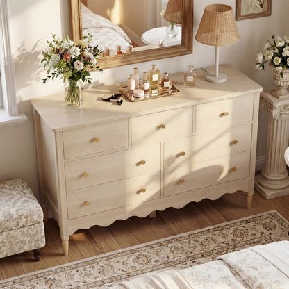 47" Closet Storage Cabinet with 7 Drawers, Wooden Dresser with Support Leg