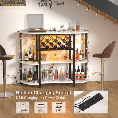 47.24" Storage Wine Cabinet with Lights and Outlets