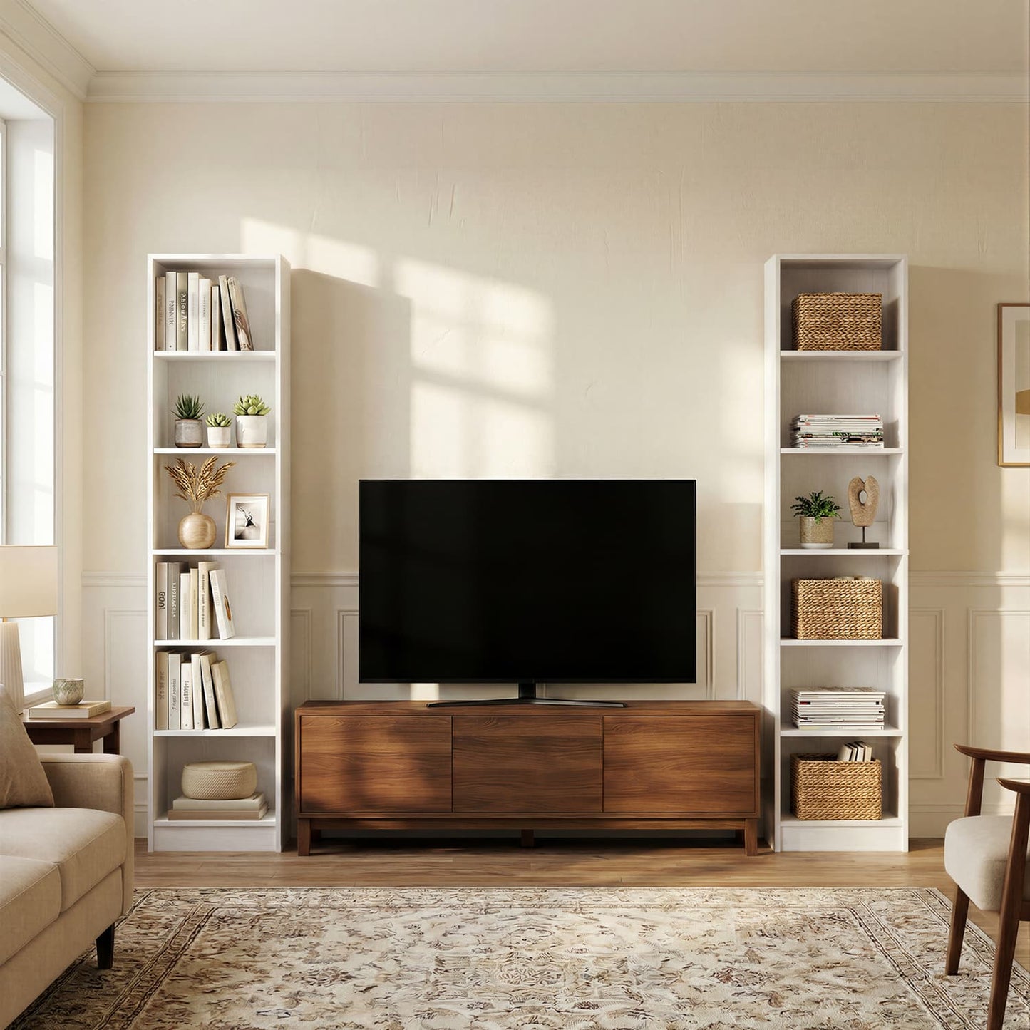 Besiost Bookcase with 2 Adjustable Shelves