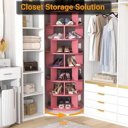 7-Tier Shoe Rack, 28-32 Pair Rotating Shoe Rack Tower