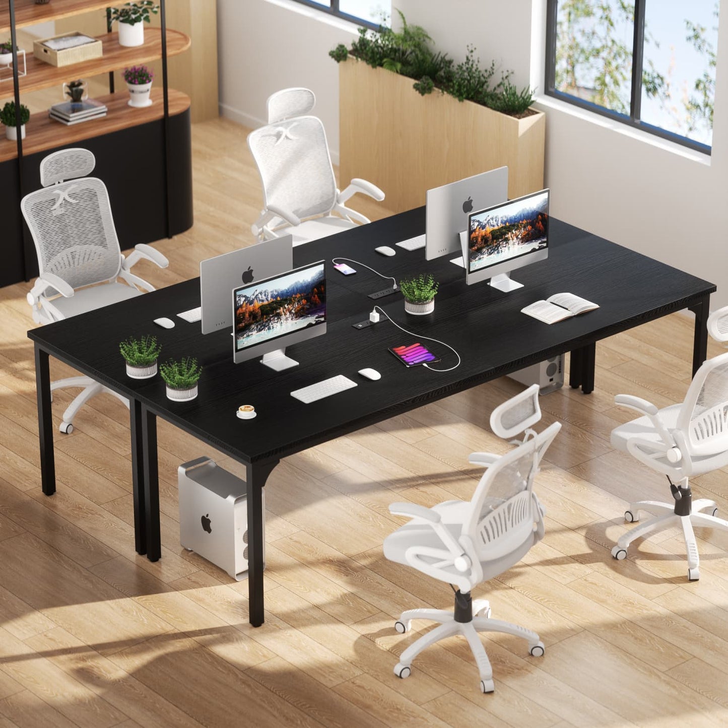 78.8'' W Rectangle Computer Desk, Wood Top Study Workstation