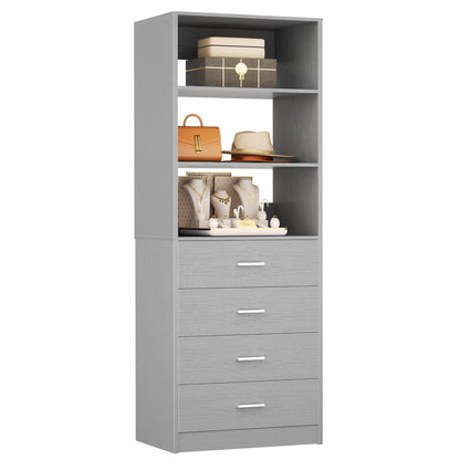 Closet Organizer System with Wood Drawers and Shelves