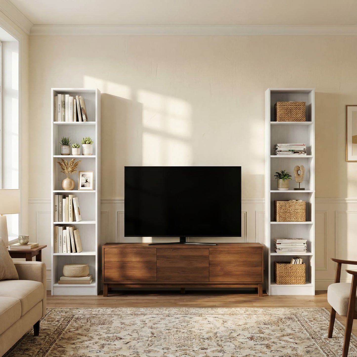 Besiost Bookcase with 2 Adjustable Shelves
