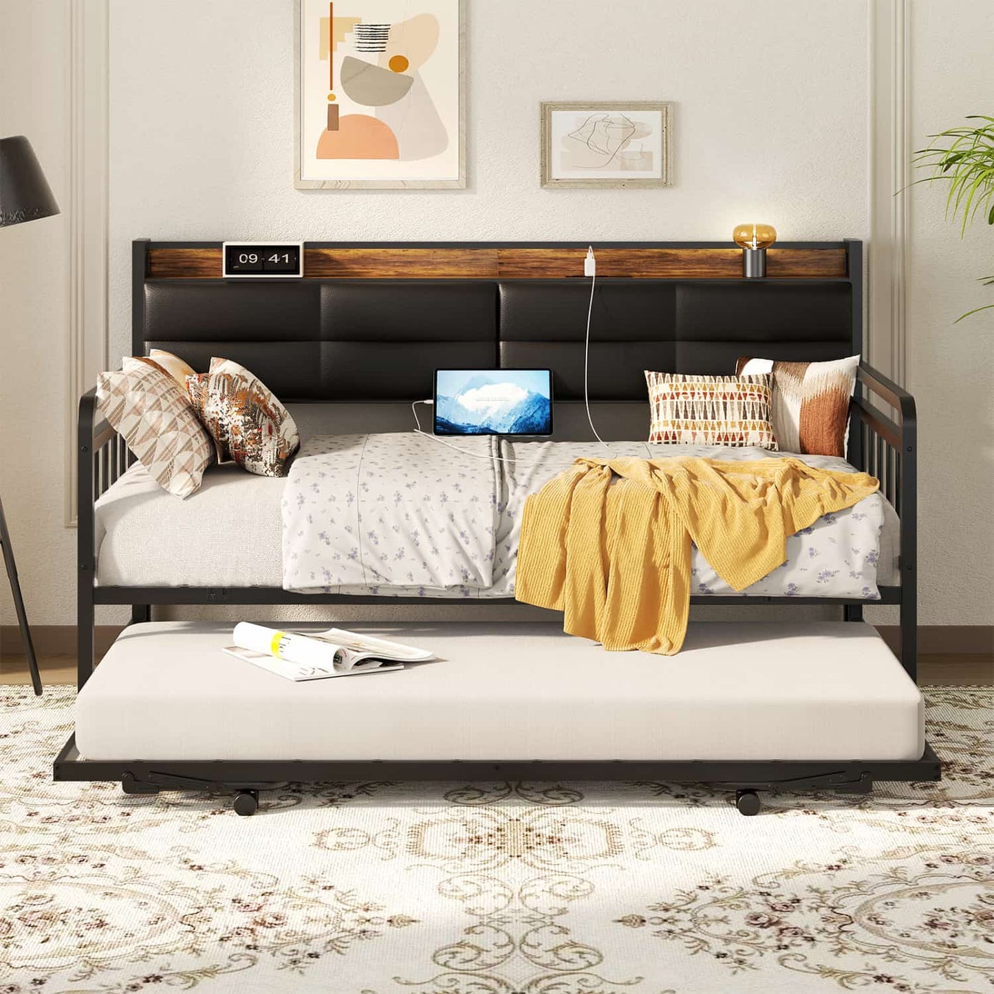 Daybed with Trundle and Charging Station