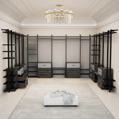 Freestanding Closet Organizer with 6 Drawers, Walk-In Closet Systen with 4 Clothing Rack