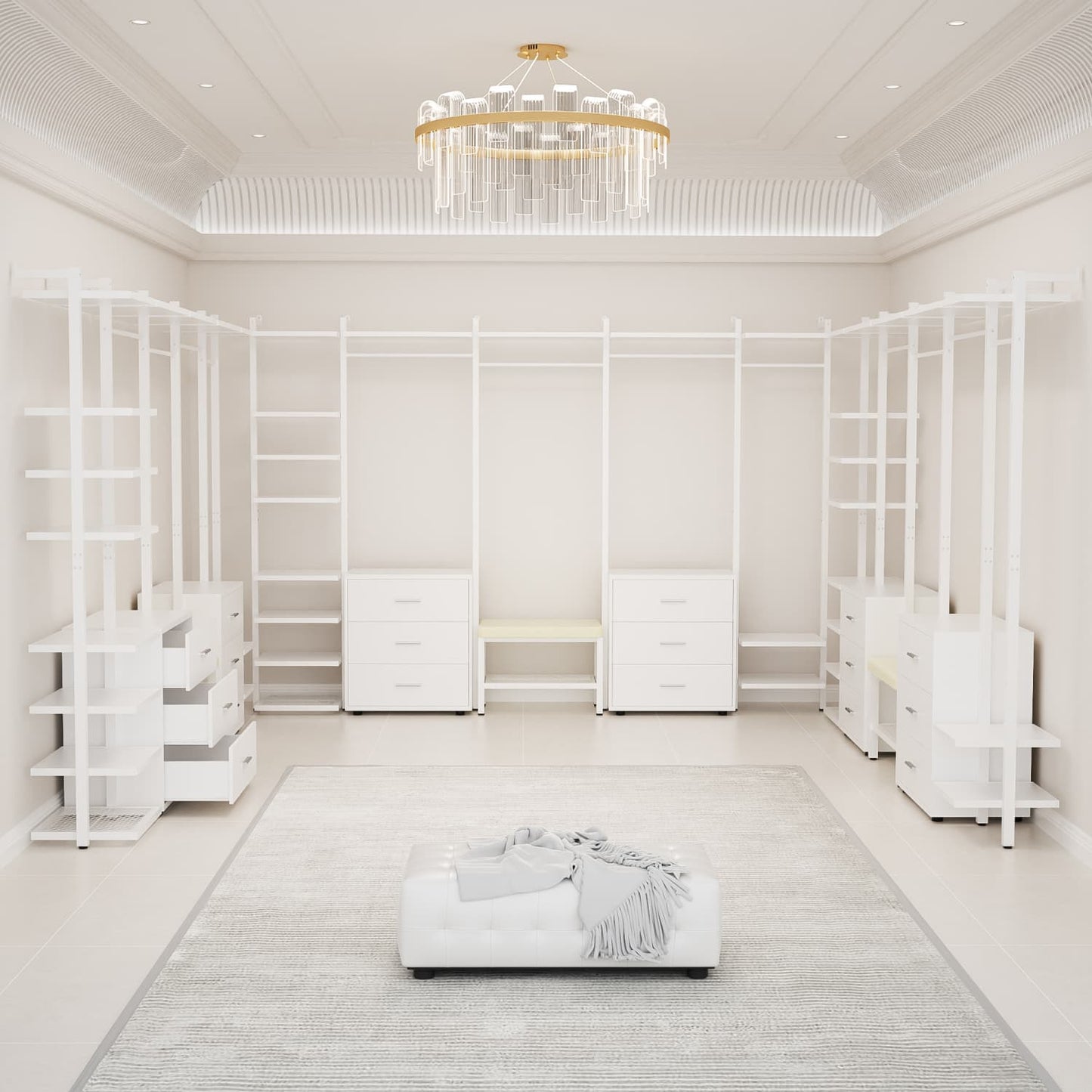 Freestanding Closet Organizer with 6 Drawers, Walk-In Closet Systen with 4 Clothing Rack