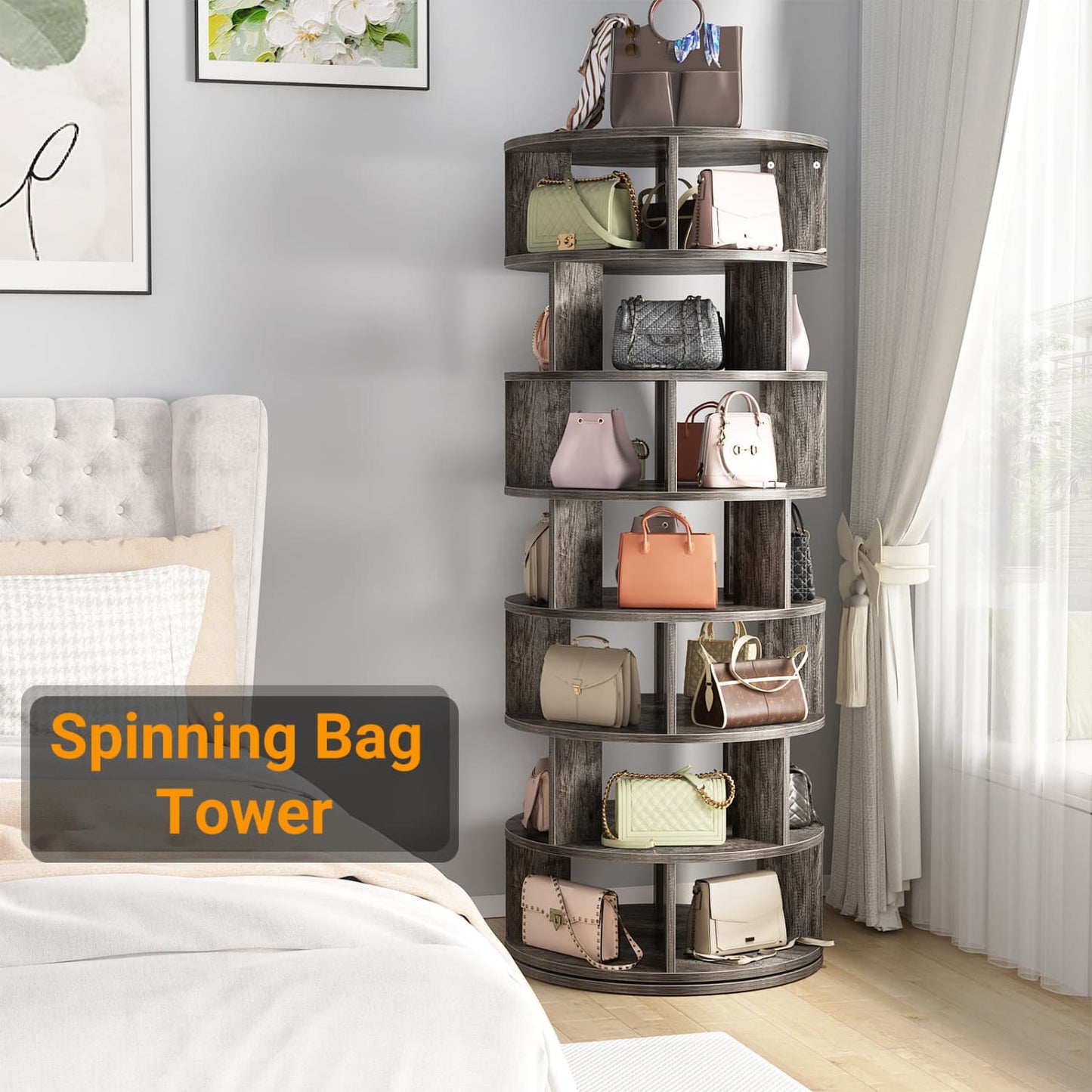 7-Tier Shoe Rack, 28-32 Pair Rotating Shoe Rack Tower