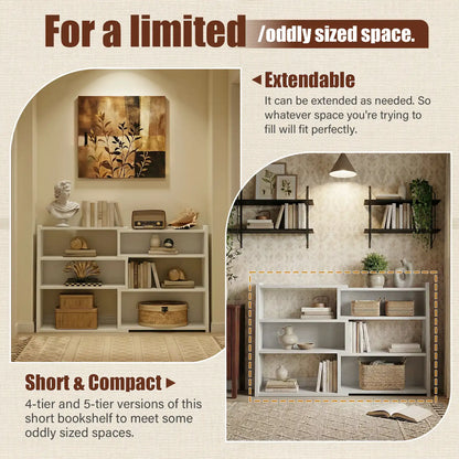 3Tier Expandable Ladder Shelf, Corner Bookshelf for Small Spaces