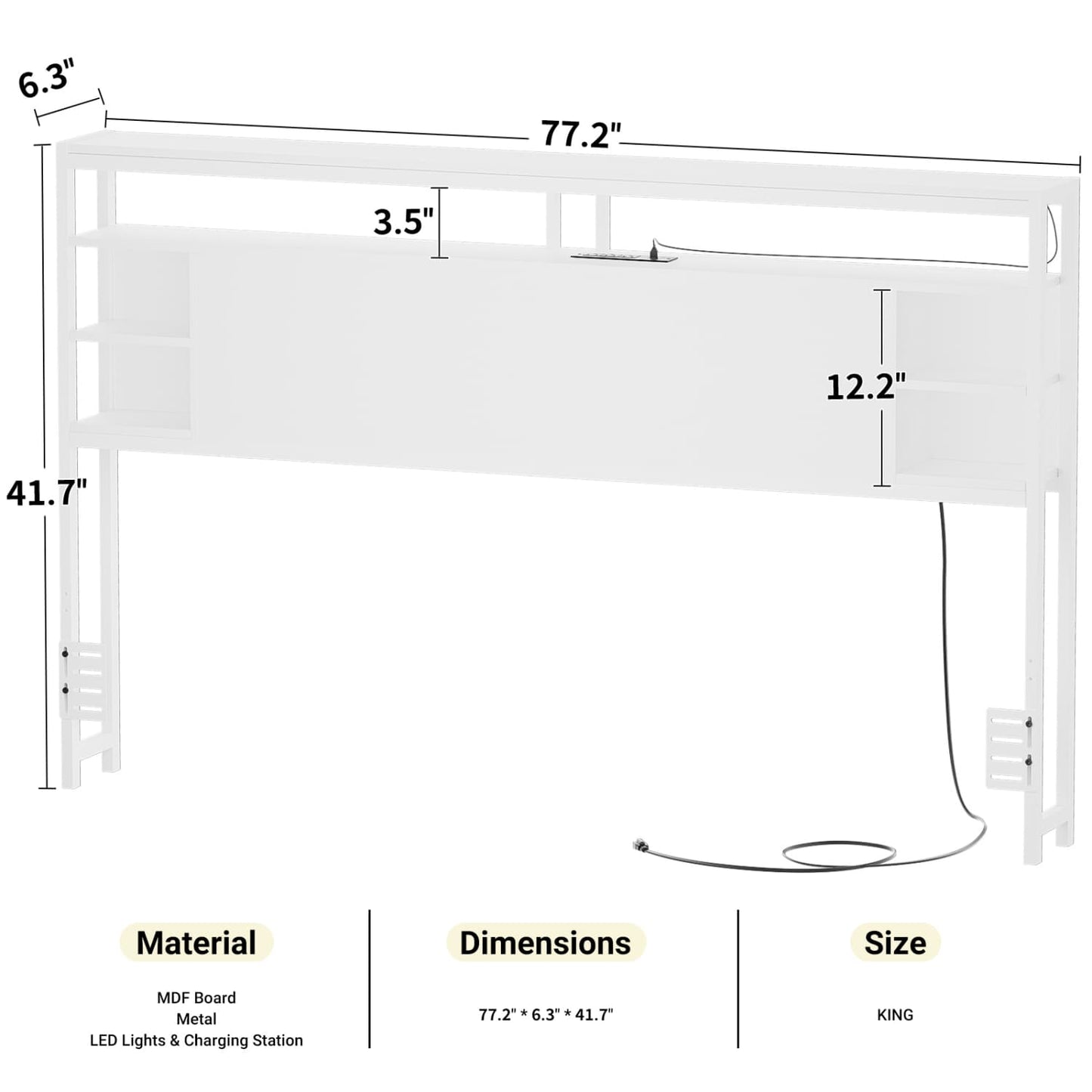 King Headboards with Power Outlets and Storage Space