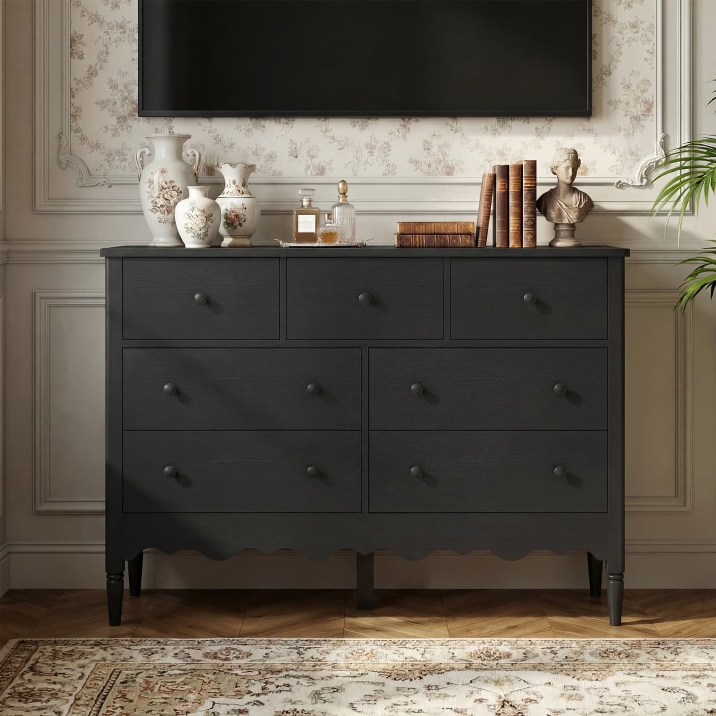47" Closet Storage Cabinet with 7 Drawers, Wooden Dresser with Support Leg
