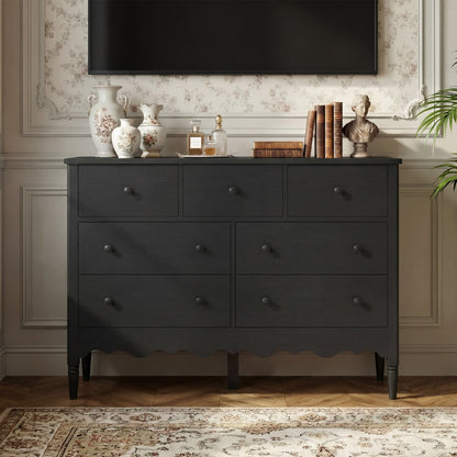 47" Closet Storage Cabinet with 7 Drawers, Wooden Dresser with Support Leg