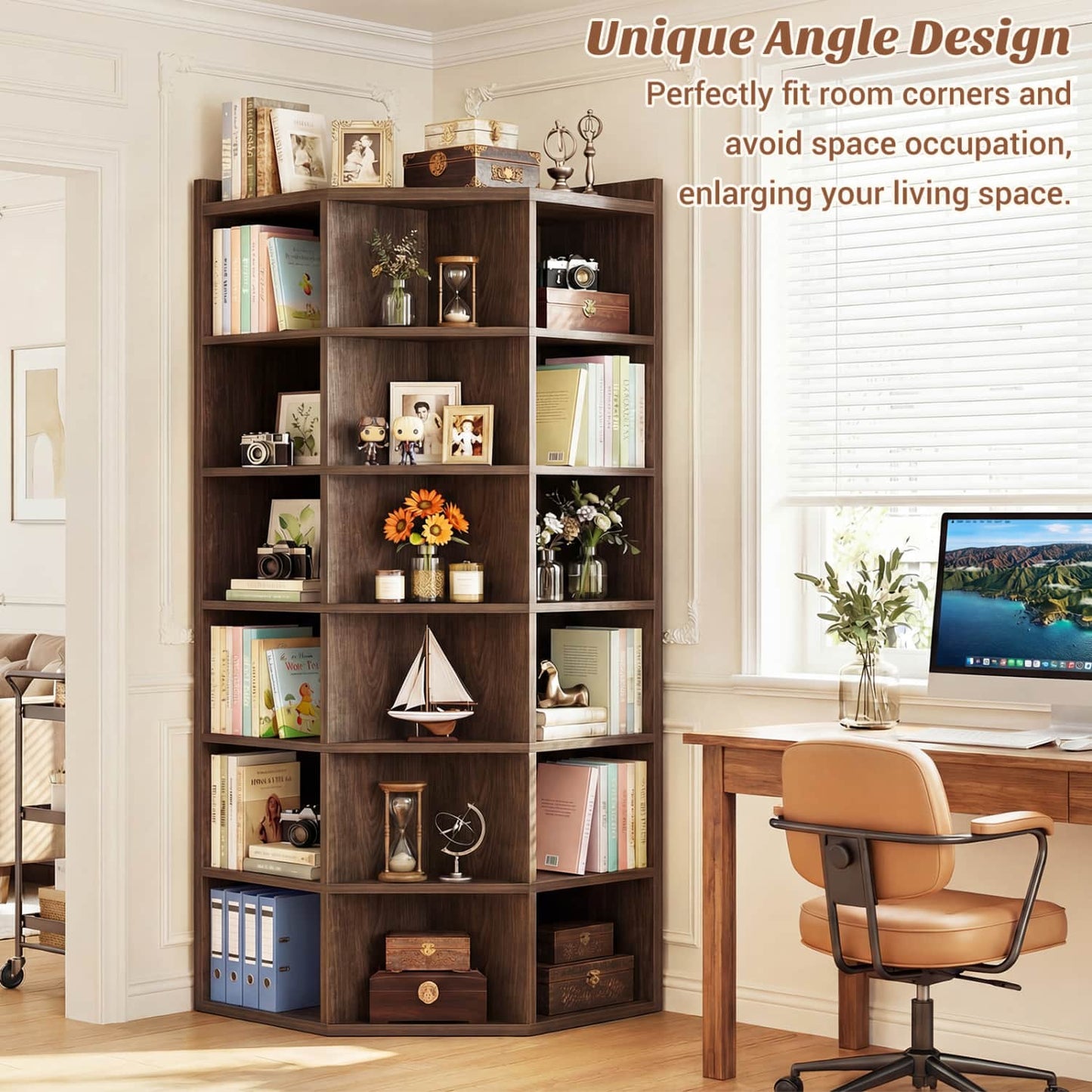 6-tier Modern Bookshelf, Storage Bookcase