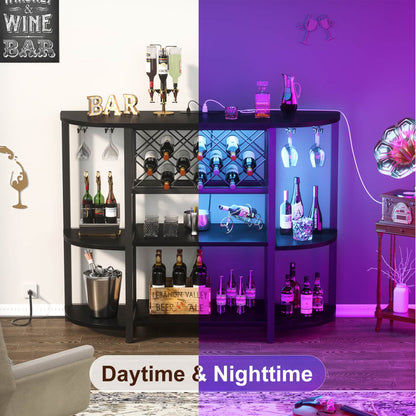 47.24" Storage Wine Cabinet with Lights and Outlets