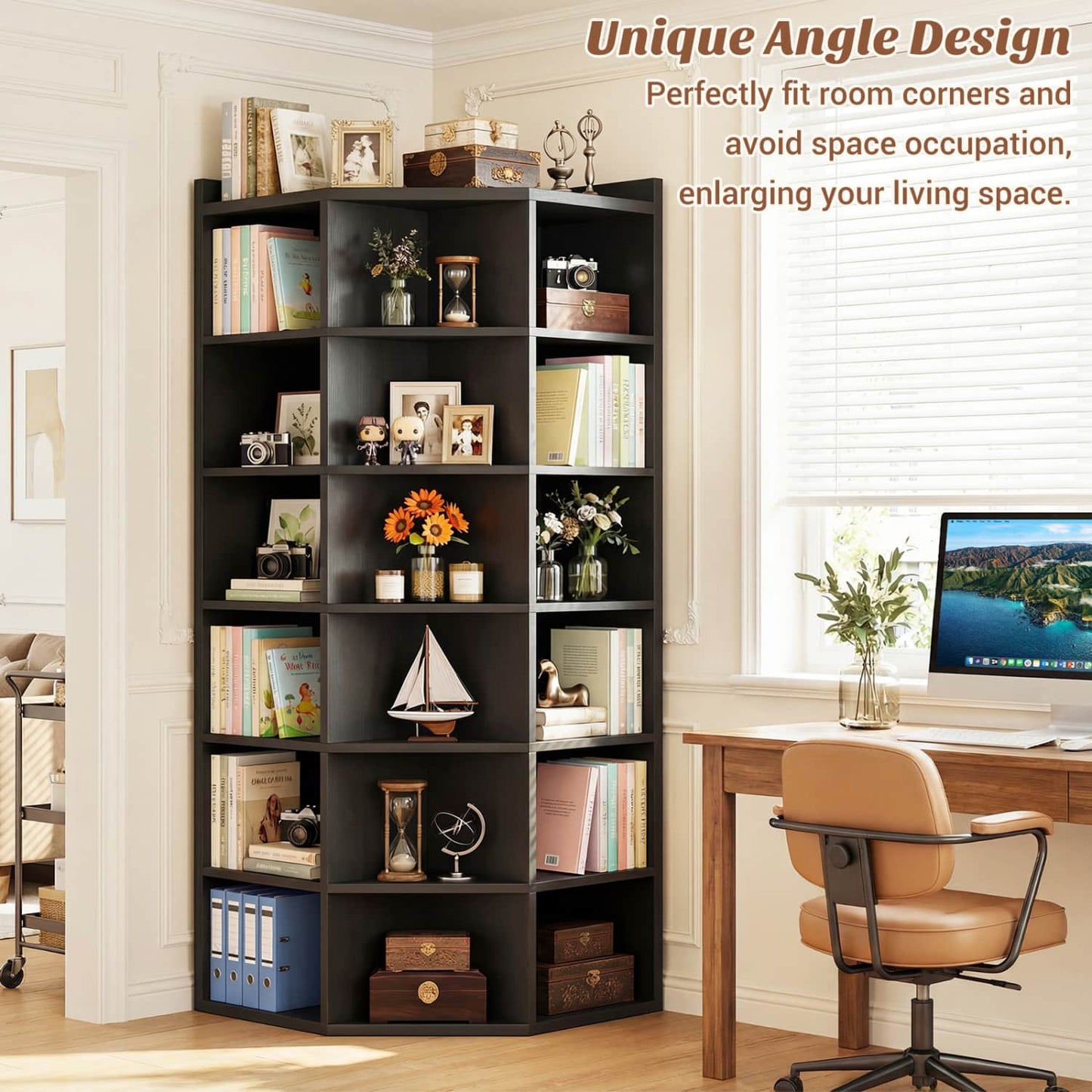 6-tier Modern Bookshelf, Storage Bookcase