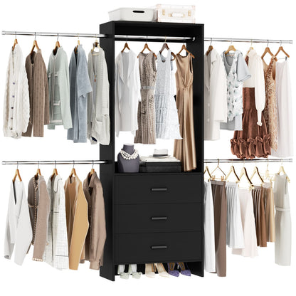 Closet System with 4 Hanging Rods
