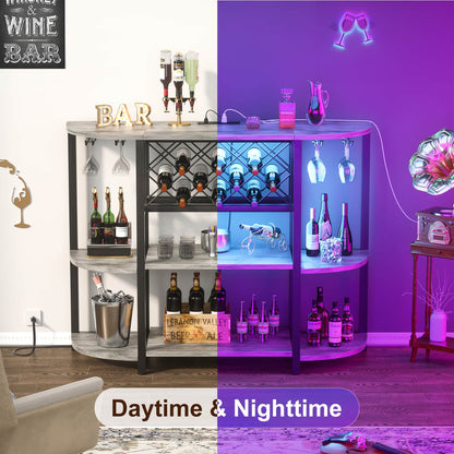 47.24" Storage Wine Cabinet with Lights and Outlets
