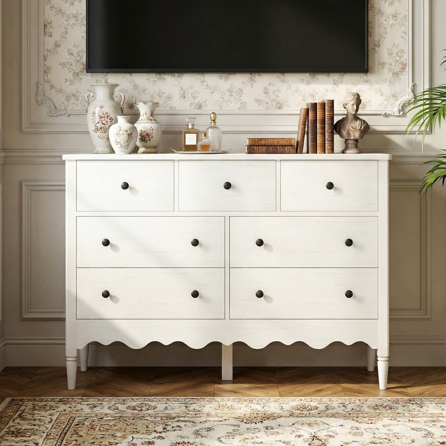 47" Closet Storage Cabinet with 7 Drawers, Wooden Dresser with Support Leg