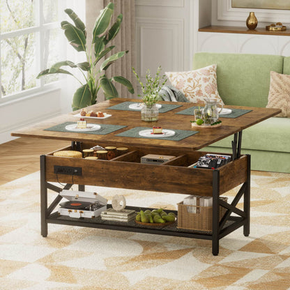 Coffee Table Lift Top with LED Light and Power Outlet