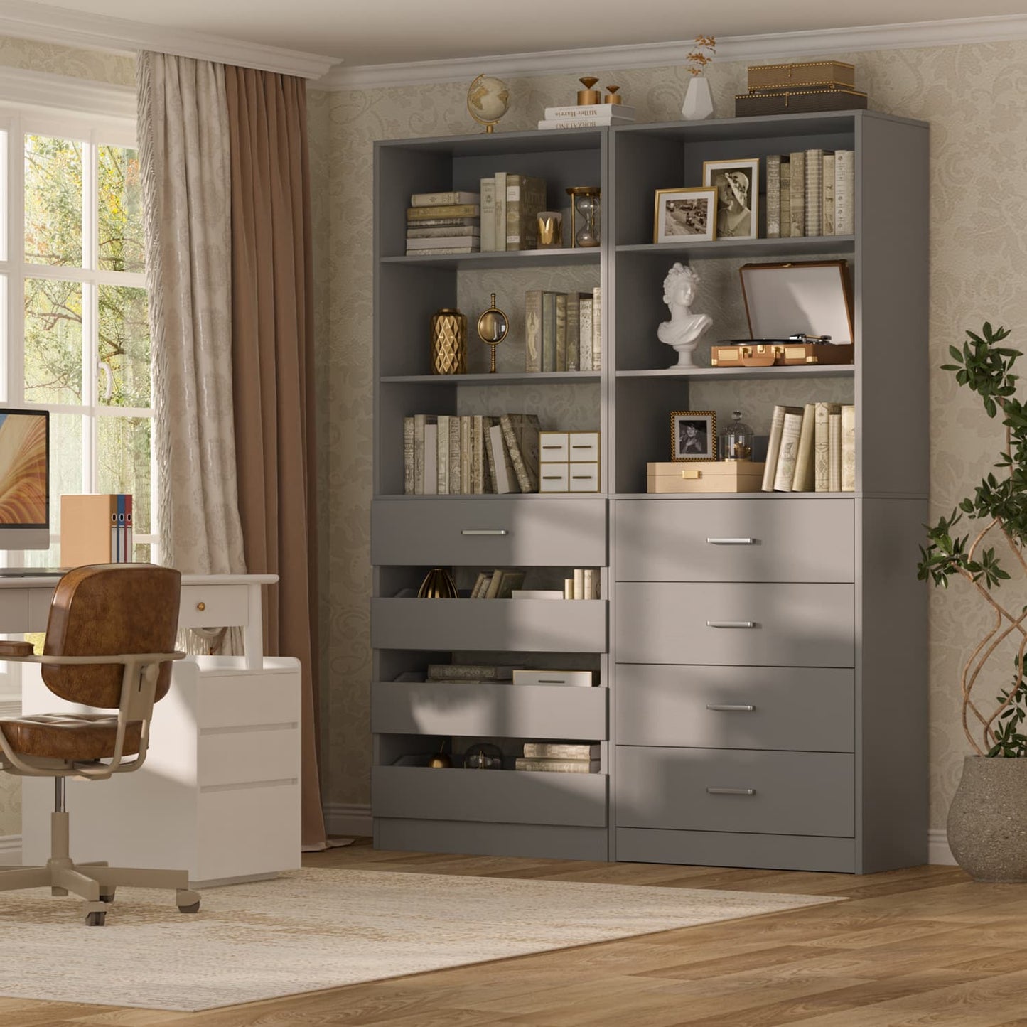 Closet Organizer System with Wood Drawers and Shelves