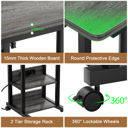 Height Adjustable C Table with USB Port and Wheels