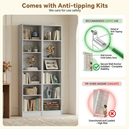Besiost Bookcase with 2 Adjustable Shelves