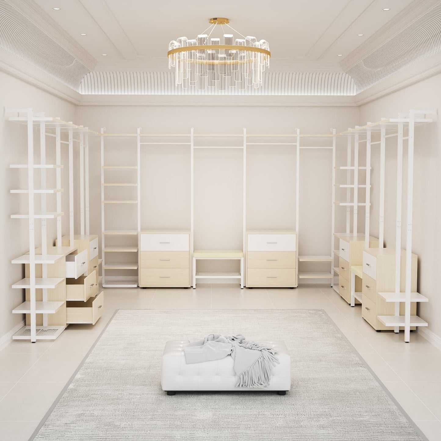 Freestanding Closet Organizer with 6 Drawers, Walk-In Closet Systen with 4 Clothing Rack