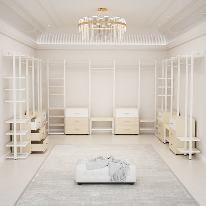 Freestanding Closet Organizer with 6 Drawers, Walk-In Closet Systen with 4 Clothing Rack