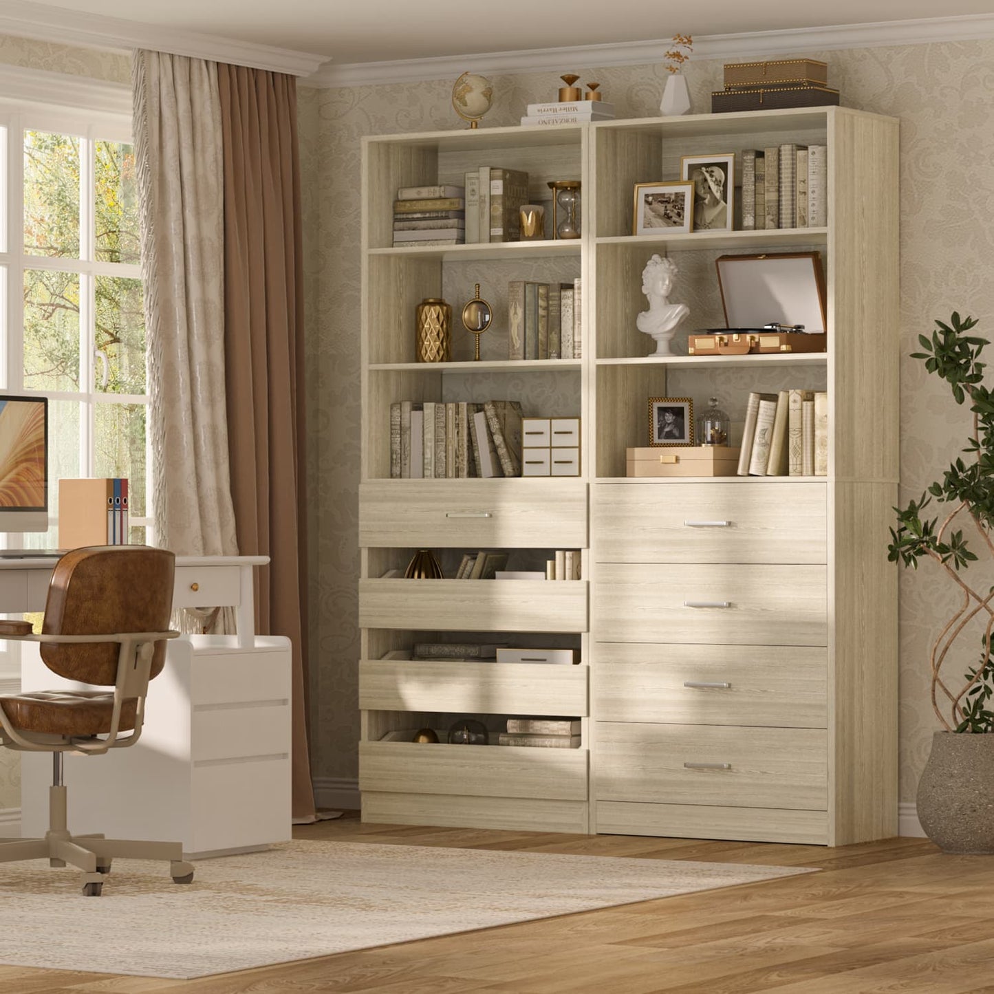 Closet Organizer System with Wood Drawers and Shelves
