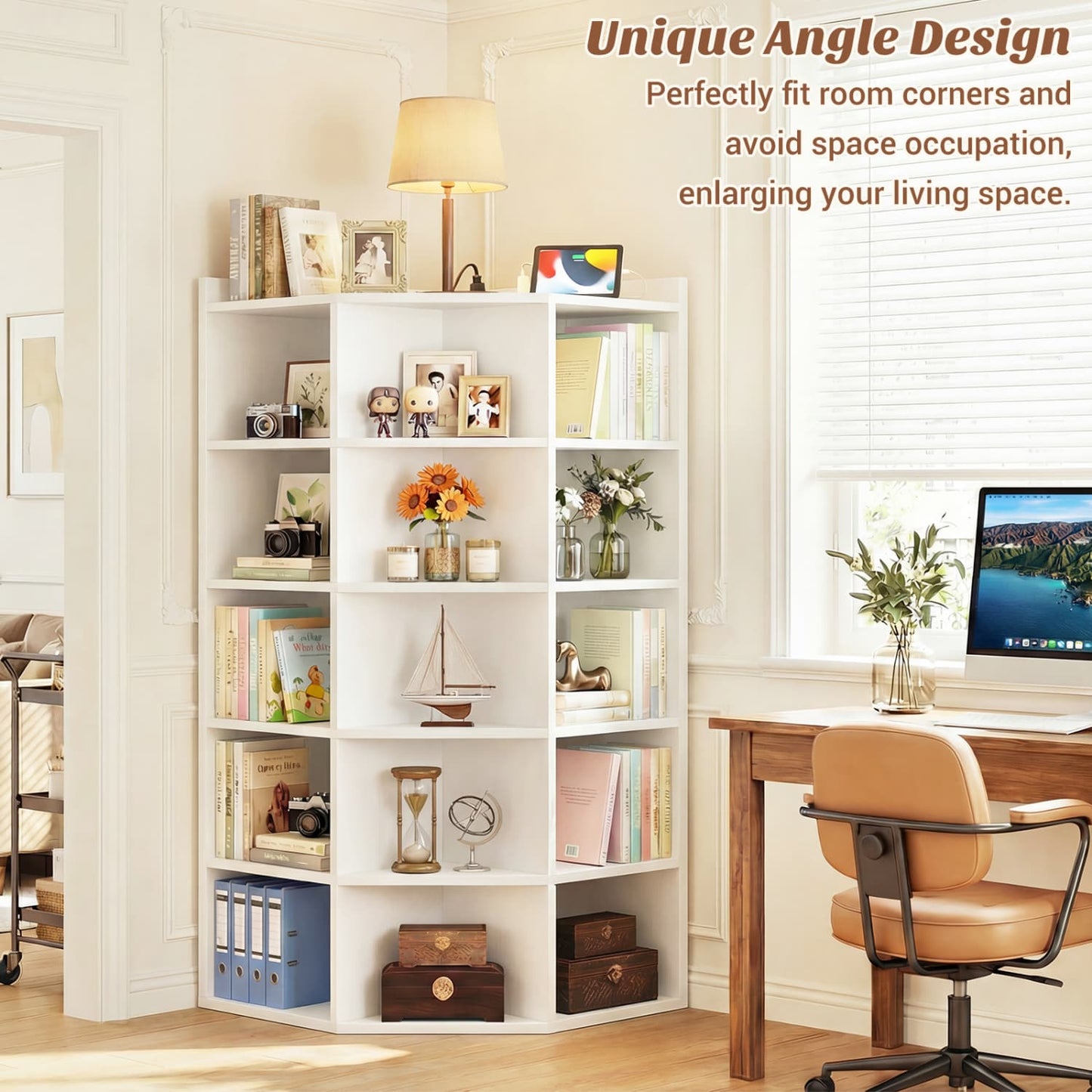 5-tier Modern Bookshelf, Storage Bookcase