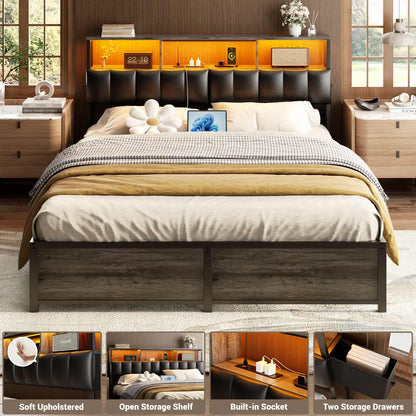 Full Upholstered Headboard with Storage Bags
