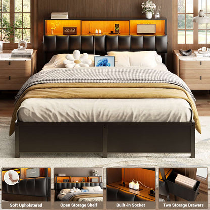 Full Upholstered Headboard with Storage Bags