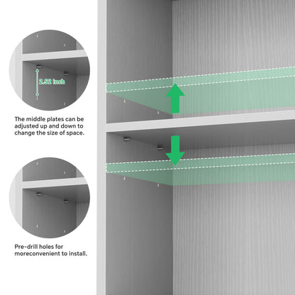 Besiost Bookcase with 2 Adjustable Shelves