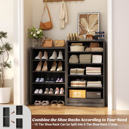 Shoe Storage Cabinet, 10-Tier Shoe Rack With Drawers