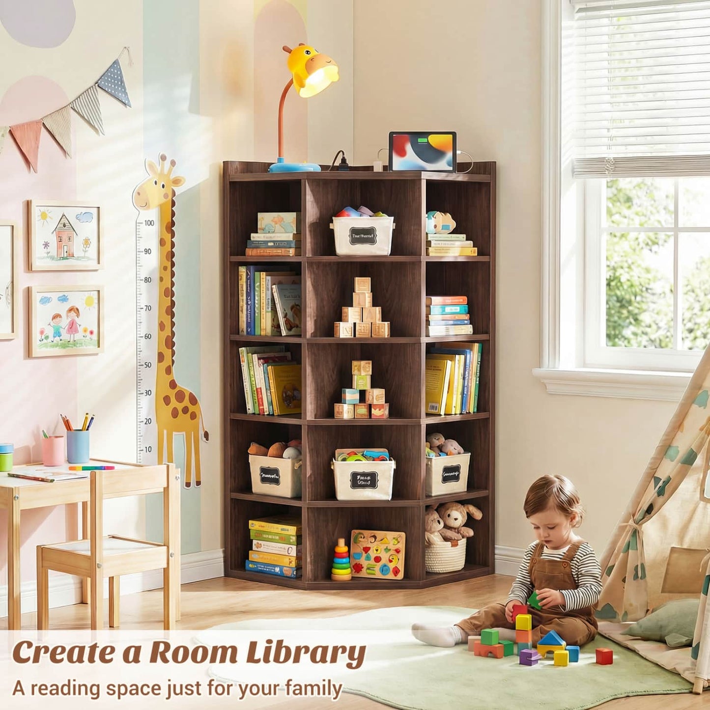 5-tier Modern Bookshelf, Storage Bookcase