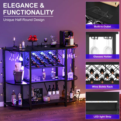 47.24" Storage Wine Cabinet with Lights and Outlets
