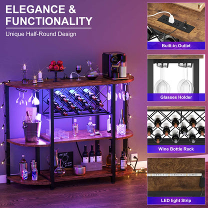 47.24" Storage Wine Cabinet with Lights and Outlets