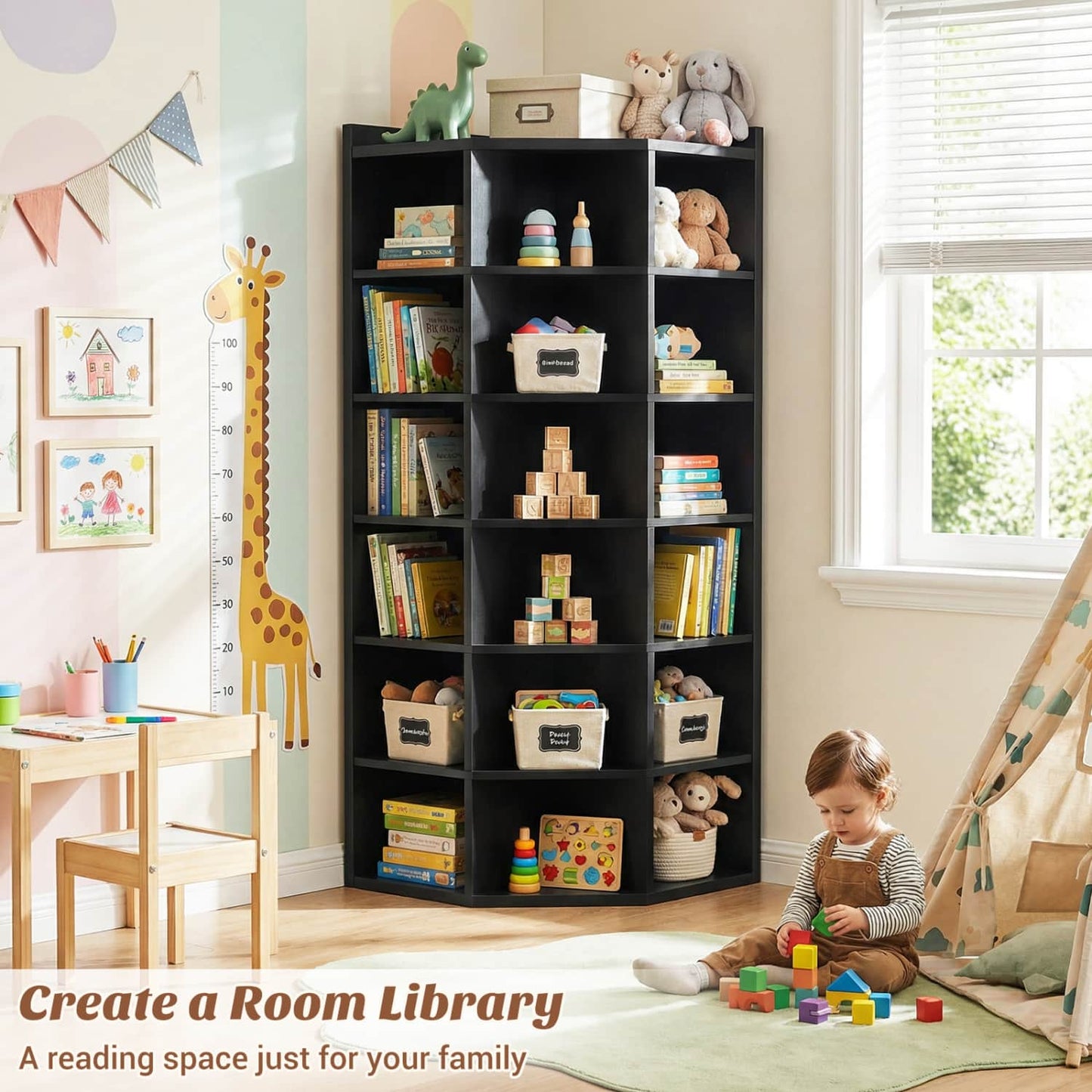 6-tier Modern Bookshelf, Storage Bookcase