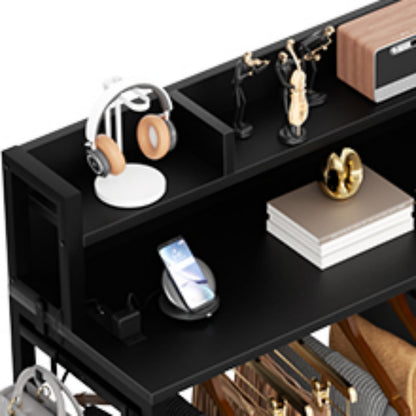 Dresser for Bedroom with Clothes Rack & Shelves, 5 Drawers Dresser with Charging Station