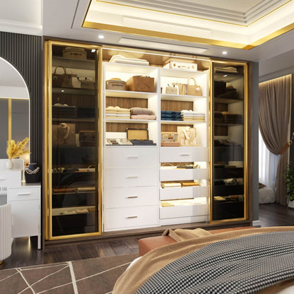 Closet Organizer System with Wood Drawers and Shelves